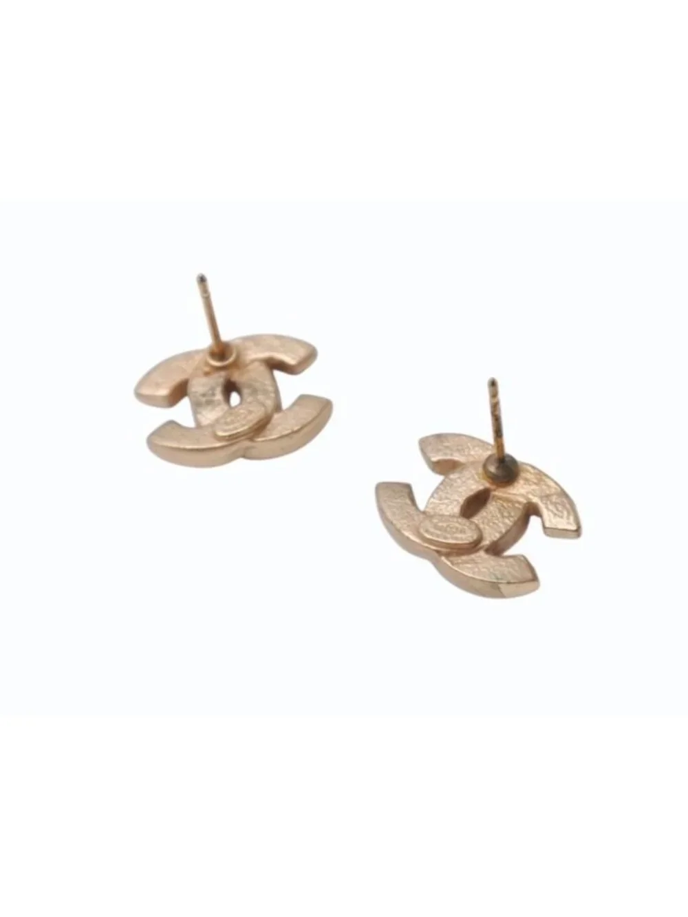 Chanel CC Logo Earrings 02 Black Gold Frame